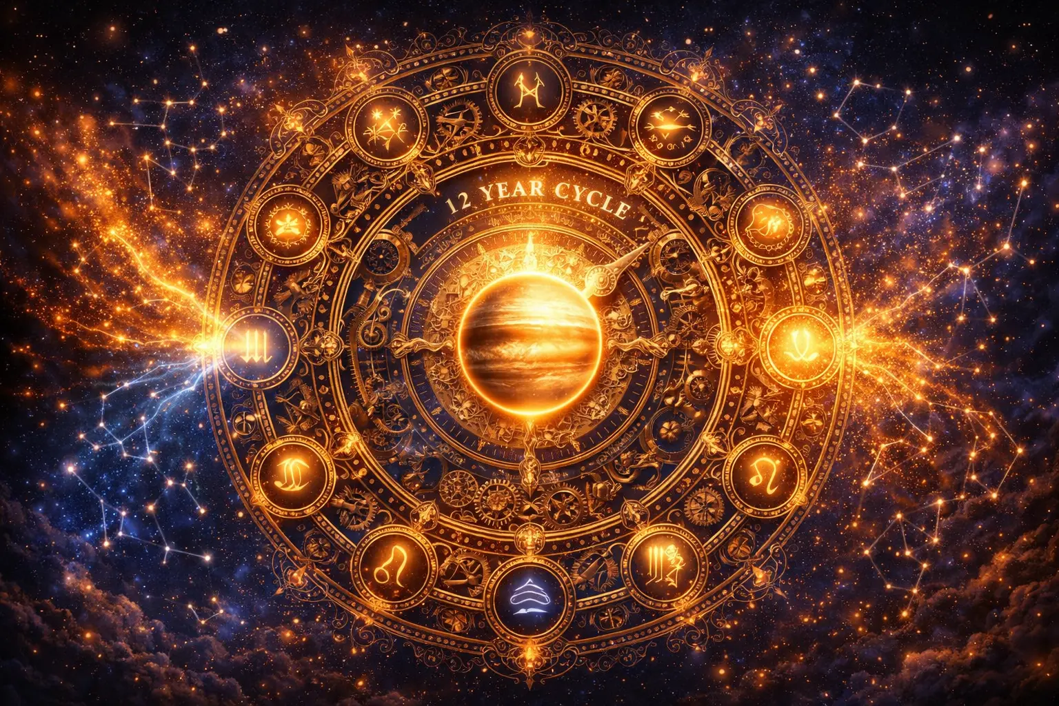 Celestial clock in a cosmic dance