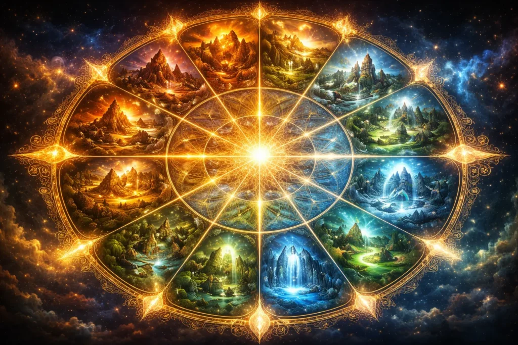 Zodiac wheel of elemental realms